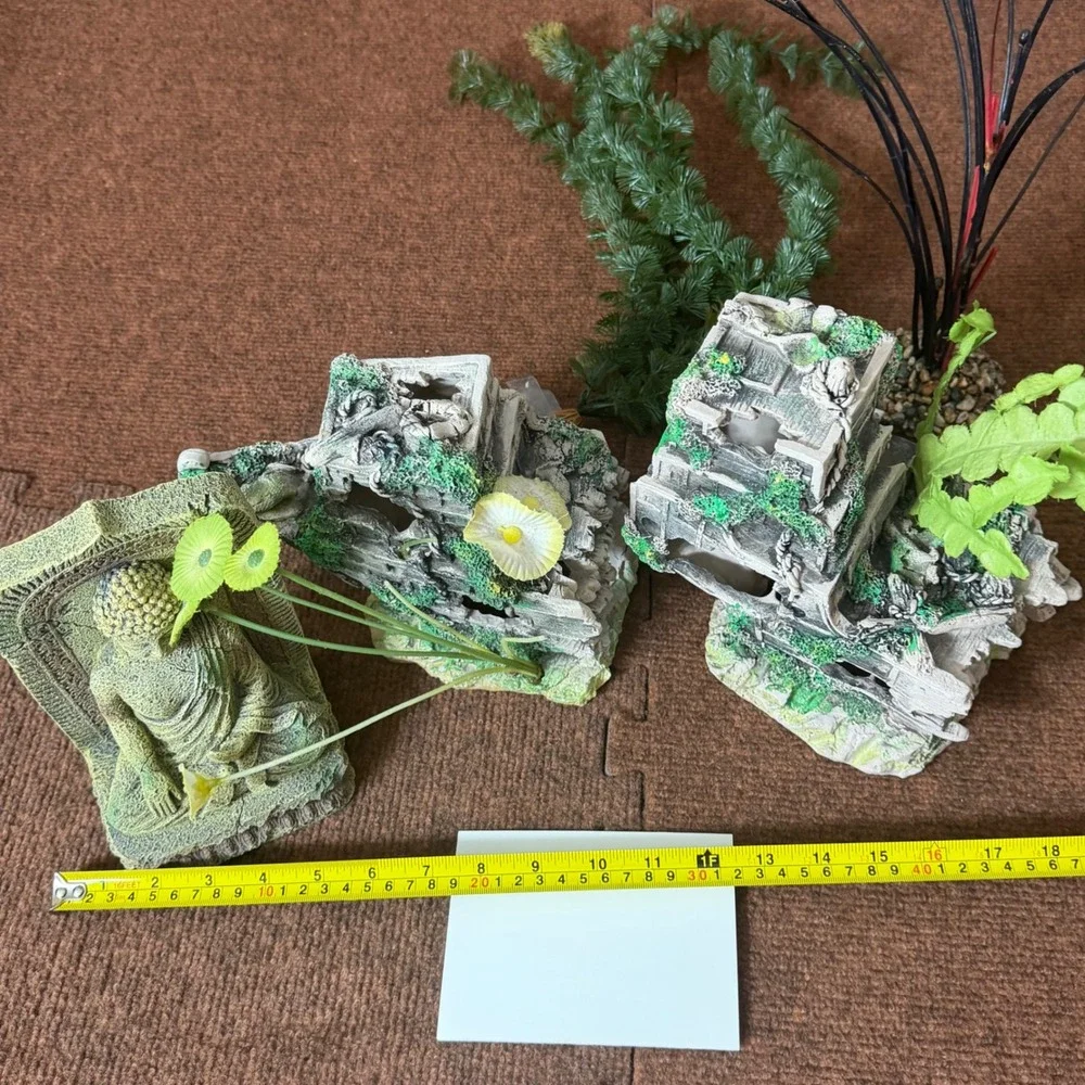 Buddha Statue and Ancient Temple Ruins‎ Aquarium Decorations 3 Piece Set